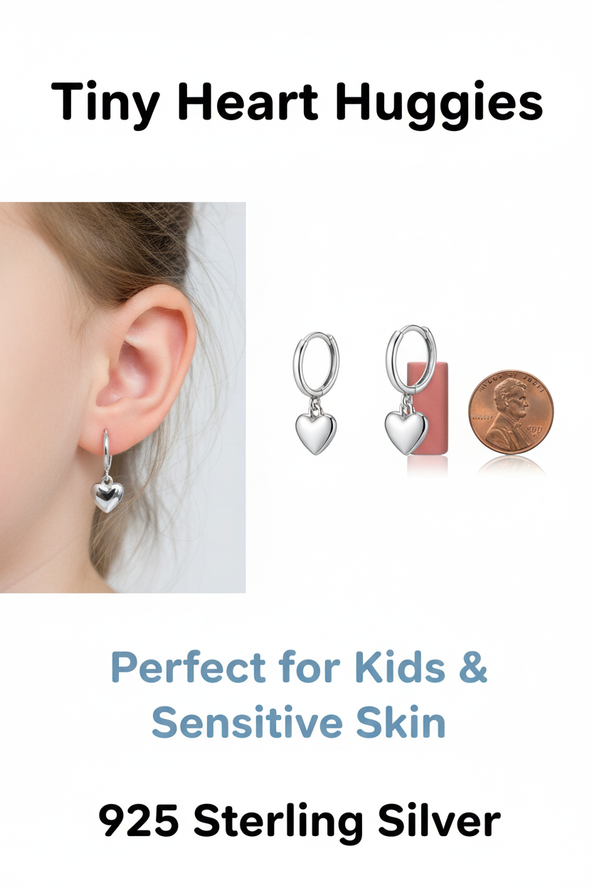 Tiny Heart Huggie Earrings Pinterest Ad