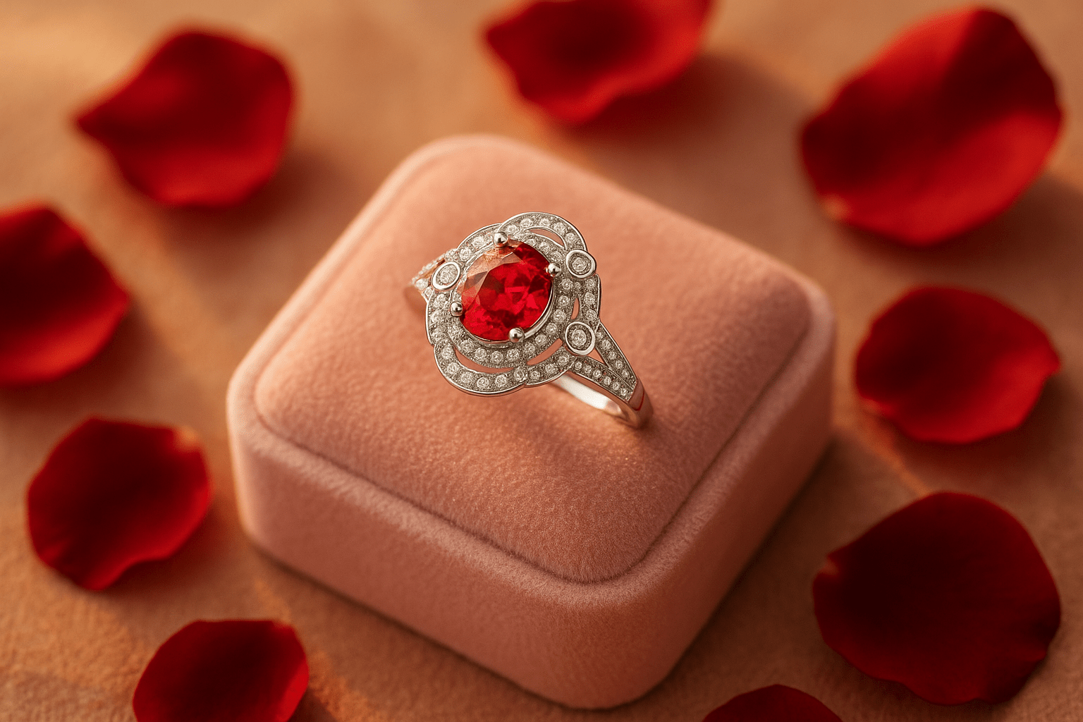 Vintage Ruby & CZ Removable Head Ring - 925 Sterling Silver Rhodium Plated - Amtikiss Casuals