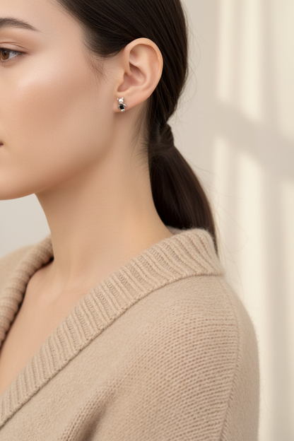 Woman wearing earrings